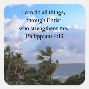 PHILIPPIANS 4:13 PRAYER VIERKANTE STICKER