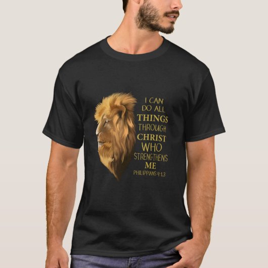 Philippians 4 13 Religious Lion Verses Funny Chris T-shirt (Voorkant)