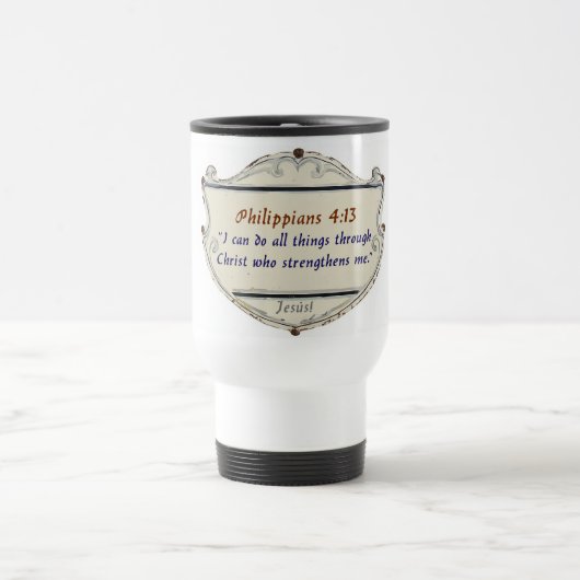Philippians 4:13 Schild Reismok Reisbeker (Center)