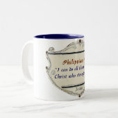 Philippians 4:13 Shield Coffee Mug Tweekleurige Koffiemok (Voorkant links)