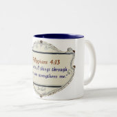 Philippians 4:13 Shield Coffee Mug Tweekleurige Koffiemok (Voorkant rechts)