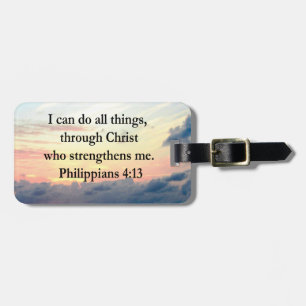 PHILIPPIANS 4:13 SUNRISE ONTWERP BAGAGELABEL