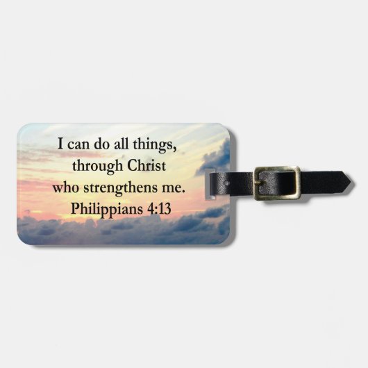 PHILIPPIANS 4:13 SUNRISE ONTWERP BAGAGELABEL (Voorkant horizontaal)