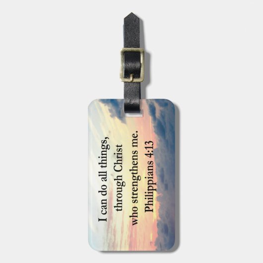 PHILIPPIANS 4:13 SUNRISE ONTWERP BAGAGELABEL (Voorkant verticaal)