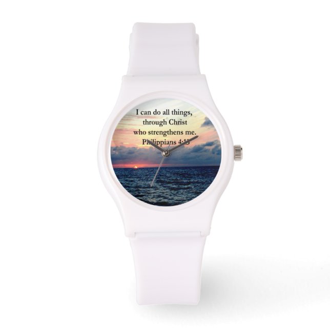 PHILIPPIANS 4:13 SUNRISE ONTWERP HORLOGE (Voorkant)