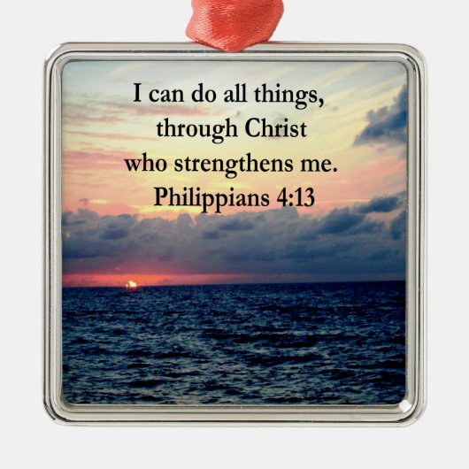 PHILIPPIANS 4:13 SUNRISE ONTWERP METALEN ORNAMENT (Voorkant)