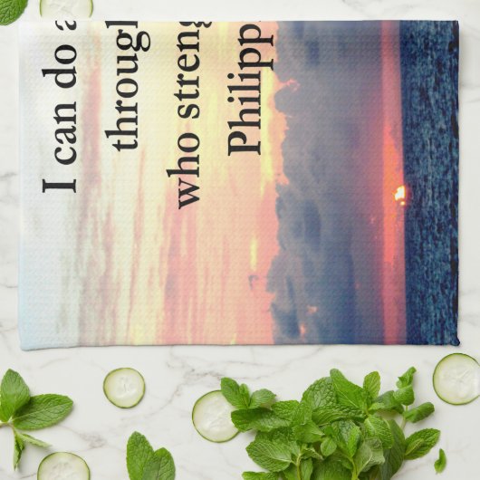 PHILIPPIANS 4:13 SUNRISE ONTWERP THEEDOEK (Gevouwen)