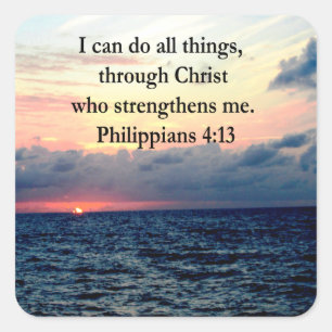 PHILIPPIANS 4:13 SUNRISE ONTWERP VIERKANTE STICKER