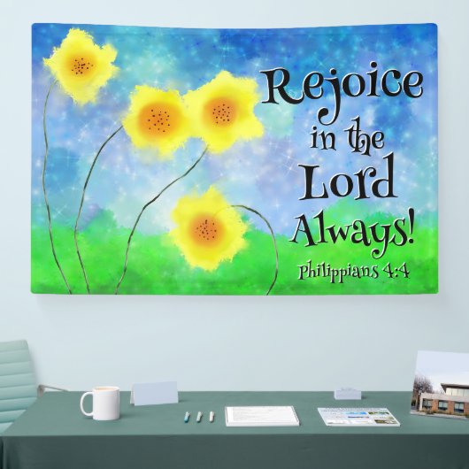 Philippians 4:4, Rejoice in the Lord Altijd Spandoek (Beurs)