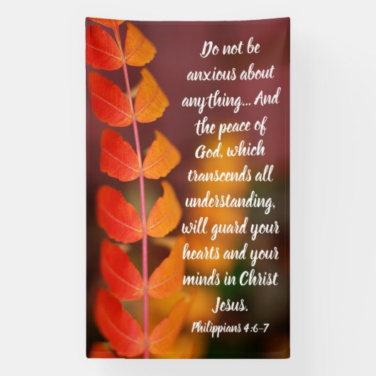 Philippians 4:6–7 Autumn Peace Scripture Design Spandoek (Verticaal)