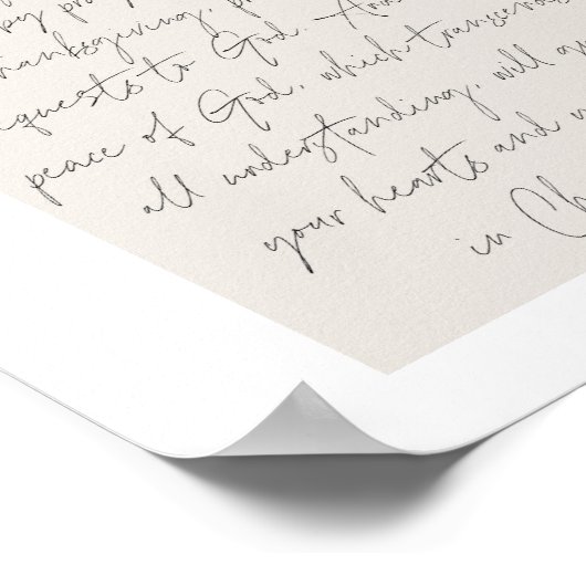 Philippians 4:6-7 Minimale Boho beige Arch Script Poster (Hoek)