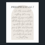 Philippians 4:6-7 Minimale Boho beige Arch Script Poster<br><div class="desc">Maak je nergens zorgen over - Philippians 4:6-7 Minimale Boho Beige Arch Script</div>