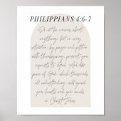 Philippians 4:6-7 Minimale Boho beige Arch Script Poster (Voorkant)