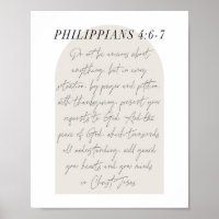 Philippians 4:6-7 Minimale Boho beige Arch Script