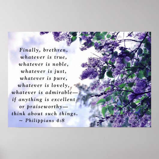 Philippians 4:8 Wat er ook is echte bijbelse versi Poster (Voorkant)