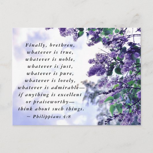 Philippians 4:8 Wat er ook is Noble Bible Verse Briefkaart (Voorkant)