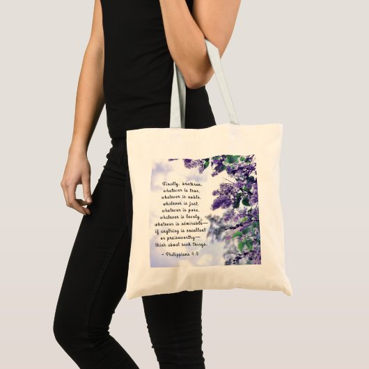 Philippians 4:8 Wat er ook maar een bijbelse bijbe Tote Bag (Voorkant (product))