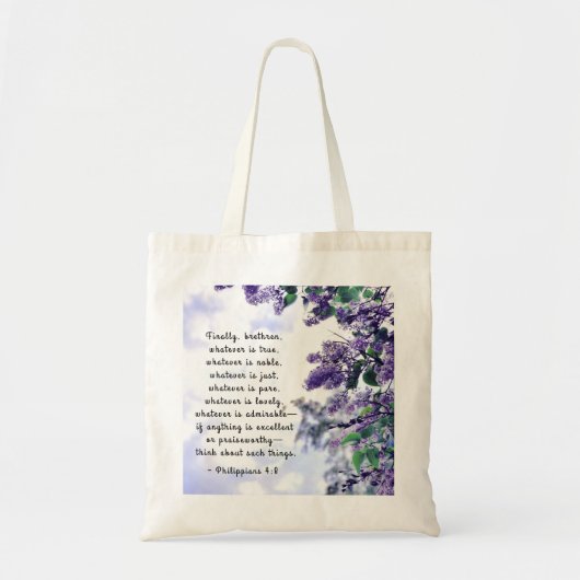Philippians 4:8 Wat er ook maar een bijbelse bijbe Tote Bag (Voorkant)