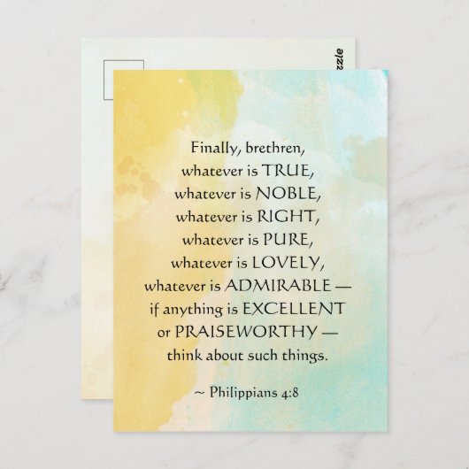 Philippians 4:8 Wat waar ook is, Briefkaart (Voorkant / Achterkant)