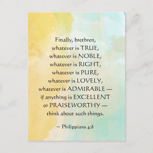 Philippians 4:8 Wat waar ook is, Briefkaart (Voorkant)