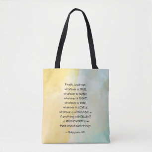 Philippians 4:8 Wat waar ook is, Tote Bag