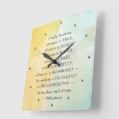 Philippians 4:8 Wat waar ook is, Vierkante Klok (Hoek)