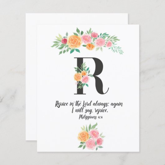 Philippians 4, letter R, waterverf scriptkarf (Voorkant / Achterkant)