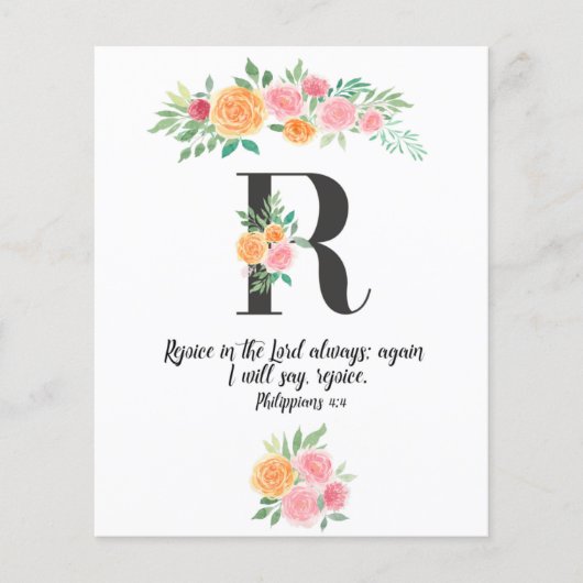 Philippians 4, letter R, waterverf scriptkarf (Voorkant)