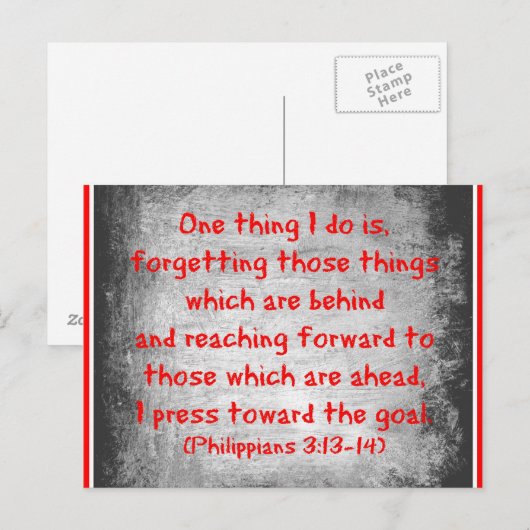 Philippians Bijbelvers Eén ding dat ik doe is Briefkaart (Voorkant / Achterkant)