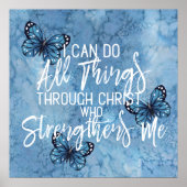 Philippians ontwerp met 4:13 prachtige blauwe vlin poster (Voorkant)