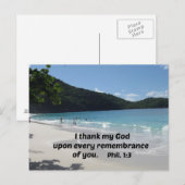 Philippiërs 1:3 Ik dank mijn God voor alle Briefkaart (Voorkant / Achterkant)