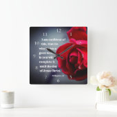 Philippiërs 1:6 Ik heb vertrouwen in deze Bijbelse Vierkante Klok (Huis)