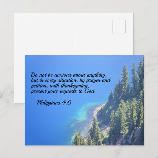 Philippiërs 4:6 Wees niet bang voor iets Briefkaart (Voorkant / Achterkant)
