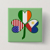 Philippine Flag Shamrock Vierkante Button 5,1 Cm (Voorkant)