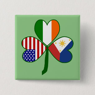 Philippine Flag Shamrock Vierkante Button 5,1 Cm