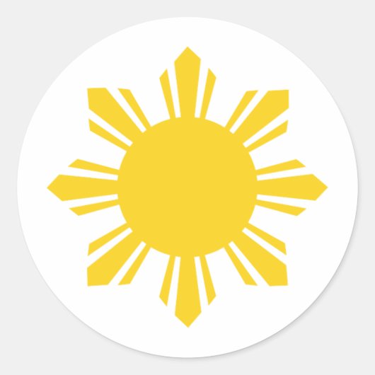 Philippine Sun, Pinoy Sun, Filipino Sun Ronde Sticker (Voorkant)