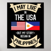 Philippines American Flag Usa Filipino Roots Gifts Poster (Voorkant)