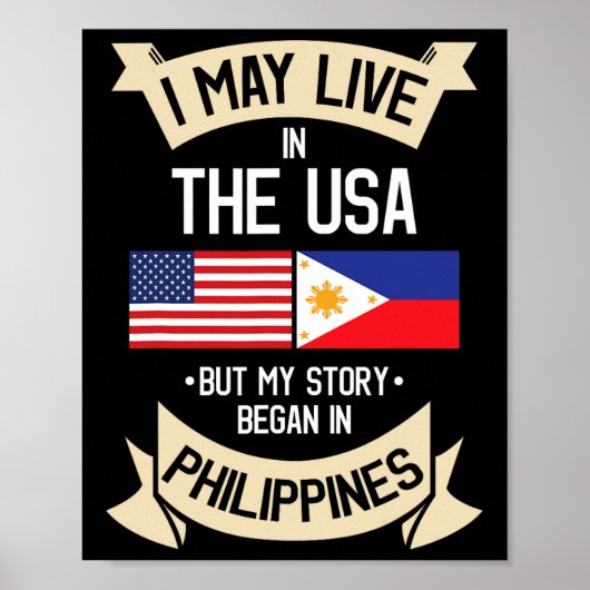 Philippines American Flag Usa Filipino Roots Gifts Poster (Voorkant)