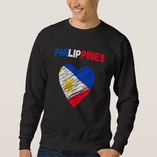 Philippines Flag Holiday Philippines Heart Filipin Trui (Voorkant)