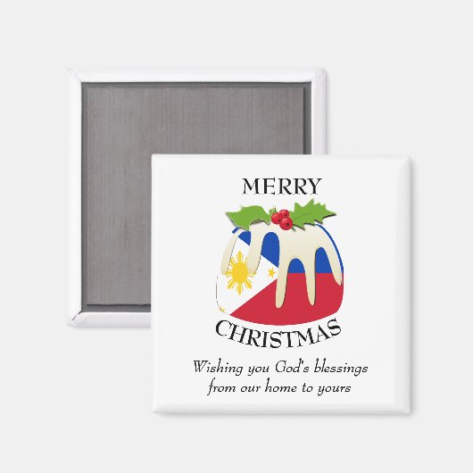 PHILIPPINES FLAG kerstpudding Magneet (Voorkant / Achterkant)