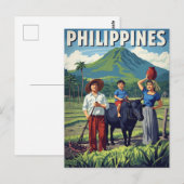 Philippines Rice Field Family Retro Briefkaart (Voorkant / Achterkant)