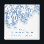Philippsburg Maine Kaart Elegante bruiloft gunst Magneet<br><div class="desc">Snel en eenvoudig bestellen! Deze Phippsburg, Maine kaart magneten zijn perfect om uw gasten uit de stad te verwelkomen in de 1774 Inn met welkomsttas goodies. Of u kunt individuele Maine magneten aanpassen voor uw bruiloft. Beweeg het hart door te klikken op "Bewerken met ontwerpgereedschap" onder "Personaliseren". De kaart omvat...</div>