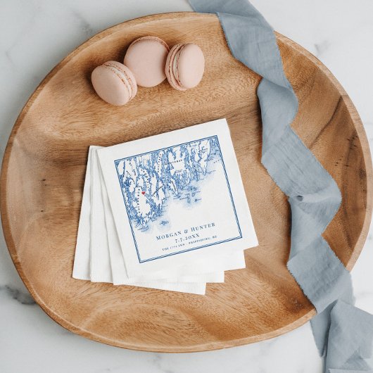 Philippsburg Maine Kaart Navy Elegant Bruiloft Servet