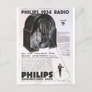 Philips 1934 radio retro antiek advertentie briefkaart