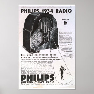 Philips radio 1934 advertentie antiek retro poster
