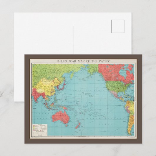 Philips' War Map of the Pacific, 1945 Briefkaart (Voorkant / Achterkant)
