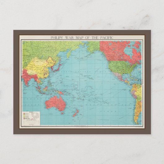 Philips' War Map of the Pacific, 1945 Briefkaart (Voorkant)