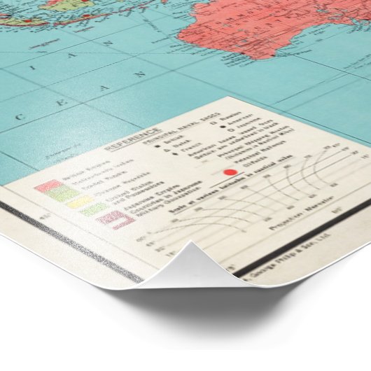 Philips' War Map of the Pacific, 1945 Foto Afdruk (Hoek)