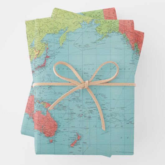 Philips' War Map of the Pacific, 1945 Inpakpapier Vel (In situ)