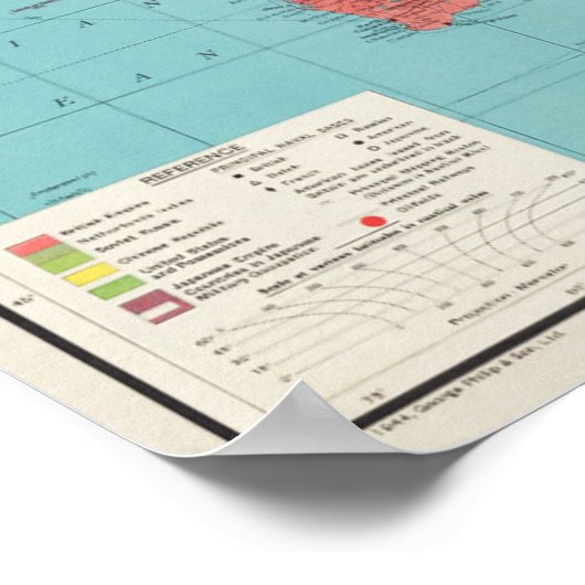 Philips' War Map of the Pacific, 1945 Poster (Hoek)